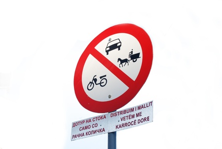 traffic sign ,prohibited for horsetruck,car and motorsの写真素材