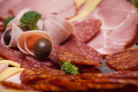 meat, salamy, olives   の写真素材