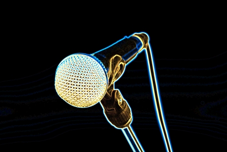 microphone on blackの写真素材