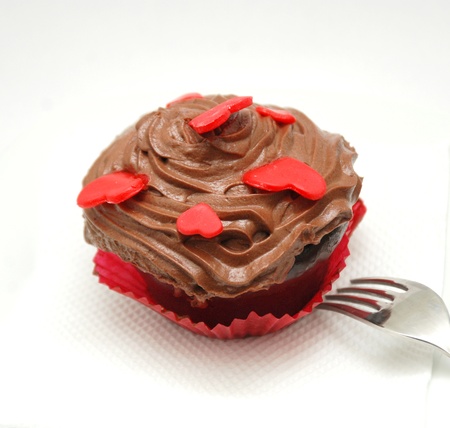 Valentine chocolate homemade cupcakeの写真素材
