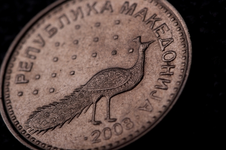 Macedonian coin macro shot の写真素材