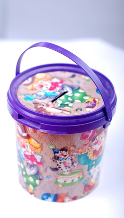 plastic can for saving moneyの写真素材