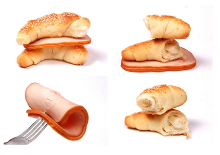 bakery and salamy collageの写真素材