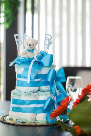 baby boy birthday cakeの写真素材