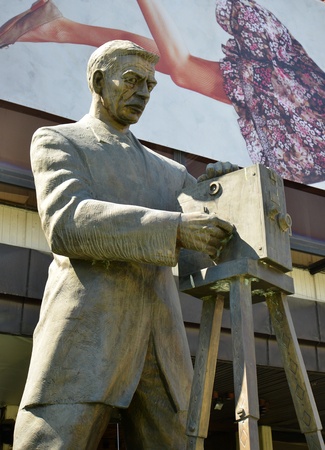 Statue of Milton Manaki , first cinematographer on the Balkansのeditorial素材