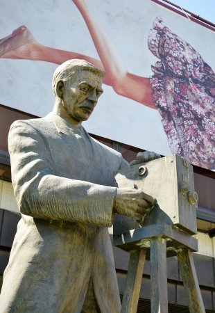 Statue of Milton Manaki , first cinematographer on the Balkansのeditorial素材
