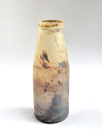 white dirty plastic bottleの写真素材