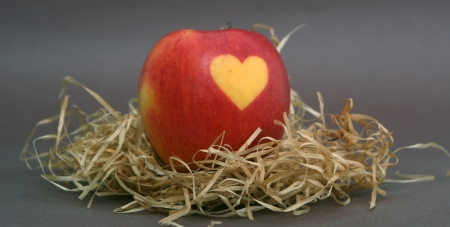 Apple with heartの写真素材