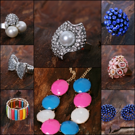 collage of various  jewelleryの写真素材