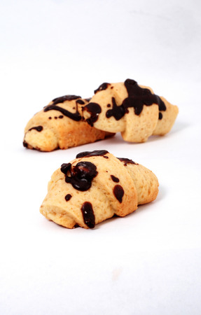 Homemade Pastry roll with chocolateの写真素材