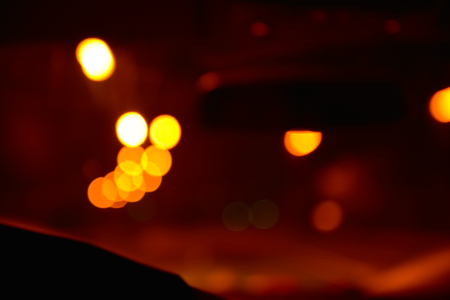 Defocused night street lights backgroundの写真素材