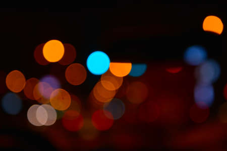 Defocused night street lights backgroundの写真素材