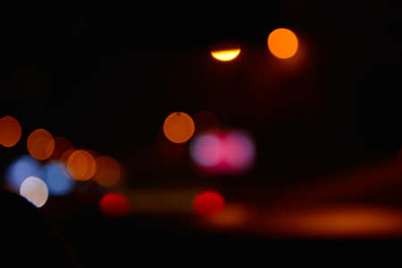 Defocused night street lights backgroundの写真素材