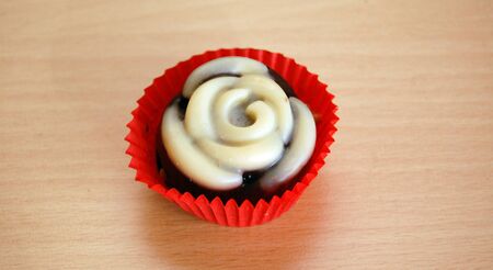 Homemade various chocolate trufflesの写真素材