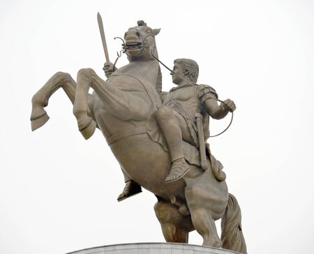 Statue of Alexander the Great in center of Skopje, Macedoniaのeditorial素材