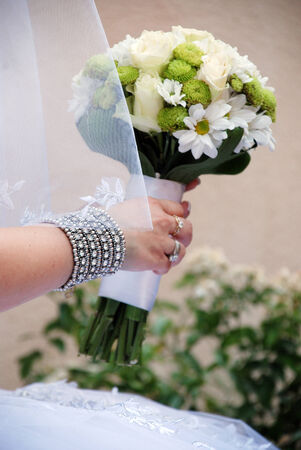 bride hold beautifull bouquetの写真素材