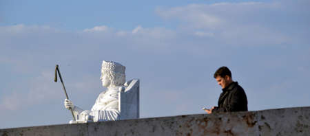 statue of tzar samoil, in skopje macedonia, february 2014のeditorial素材