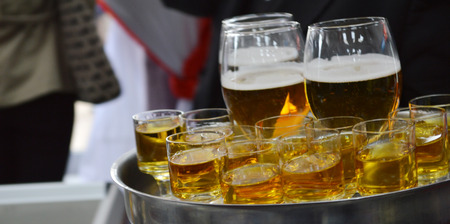 drinks serves on trayの写真素材