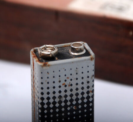9 volt rusty batteryの写真素材