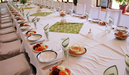 restaurant table , ready for dinnerの写真素材