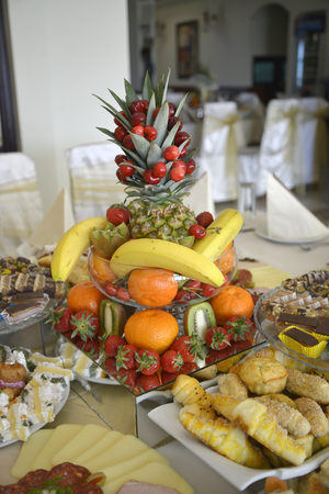 Table with foodの写真素材