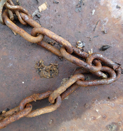 rusty old steel chainの写真素材