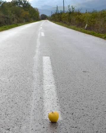 Apple middle of the roadの写真素材