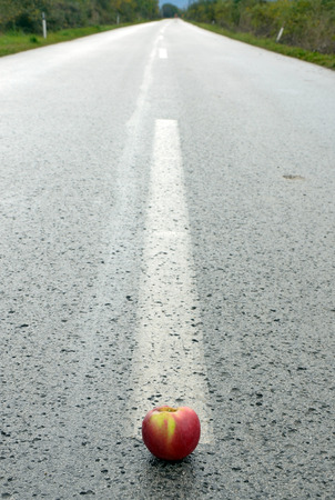 Apple middle of the roadの写真素材