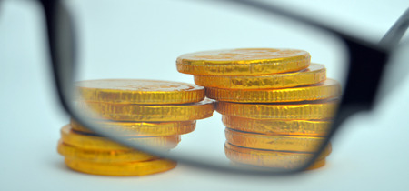 Chocolate euro gold coinsの写真素材