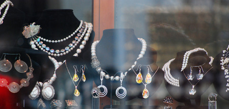jewelry beads in the windowの写真素材