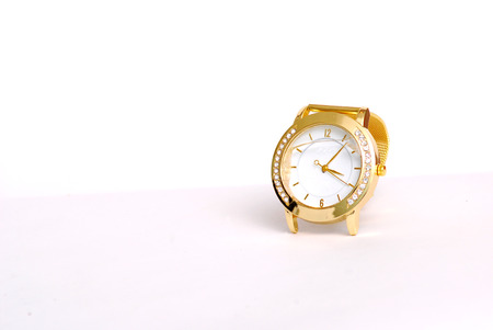 A golden lady wristwatch with broken glass, picture of aの写真素材
