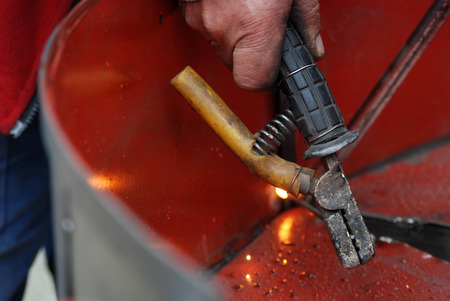 Welding in manufacturing plantの写真素材