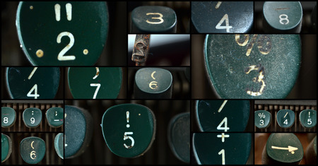 Picture of a numbers of an  old  green Typewriter , collageの写真素材