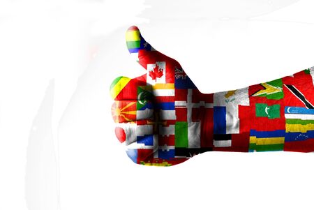 Picture of a thumbs up . Like UN, Like conceptの写真素材
