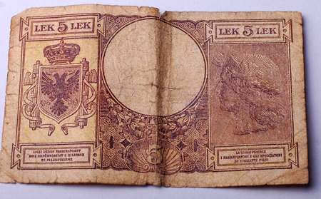 Picture of an  Old Banknote from Albaniaの写真素材