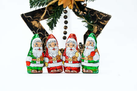 Picture of a Chocolate santa claus, Xmas decorationの写真素材