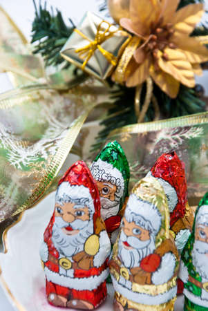 Picture of a Chocolate santa claus, Xmas decorationの写真素材