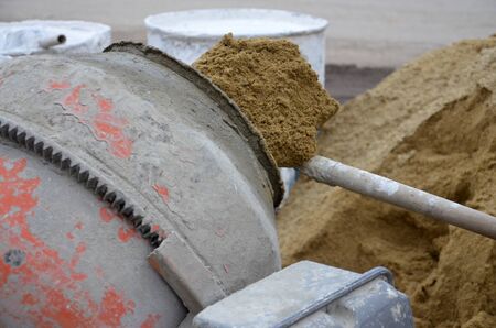 Picture of a Cement mixer at workの写真素材