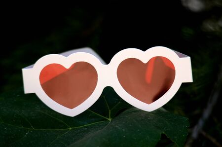 Heart like  red glasesの写真素材