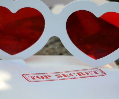 Heart like  red glasesの写真素材