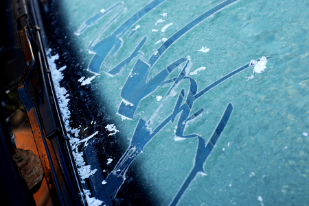 picture of a frost on a car wiperの写真素材