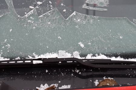 picture of a car wiper with  morning frostの写真素材