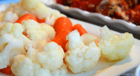 White cauliflowers  and carrot marinatedの写真素材