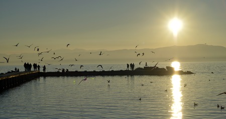 Picture of a  OHRID, MACEDONIA, DECEMBER 20, 2015: Ohrid and Lake. City  of Unesco