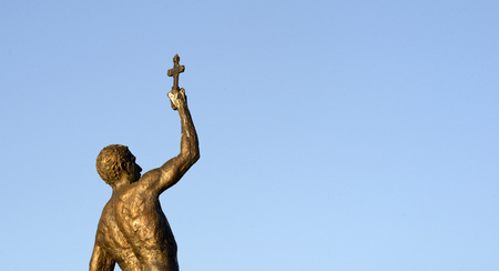 Statue Catcher of a cross in Ohrid, Macedoniaの写真素材