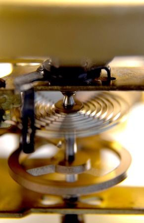 Picture of a Macro of clock mechanism. Time Concept
