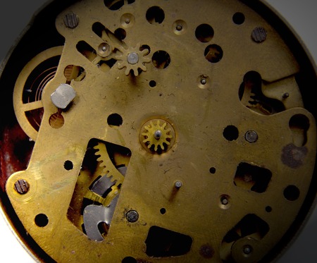 Picturer mof a old clock mechanism with gears. time concept