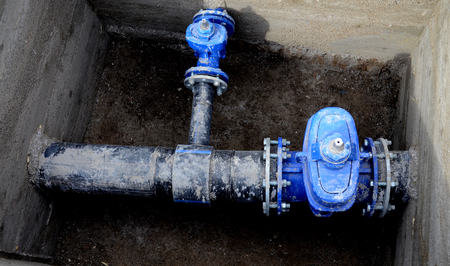 Picture of a New water valves and pipes for water pipelineの写真素材