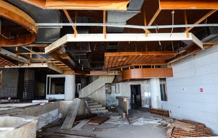Picture of a destruction of an abandoned comercial buildingの写真素材