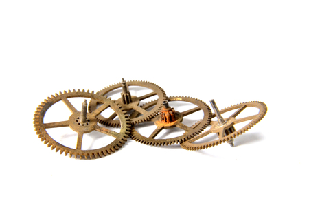Picture of an Old Clock gears on a white backgroundの写真素材